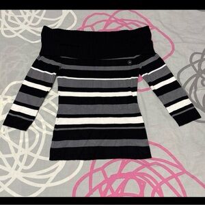 7th Avenue Design Studio New York & Company Off the Shouoder Striped Top